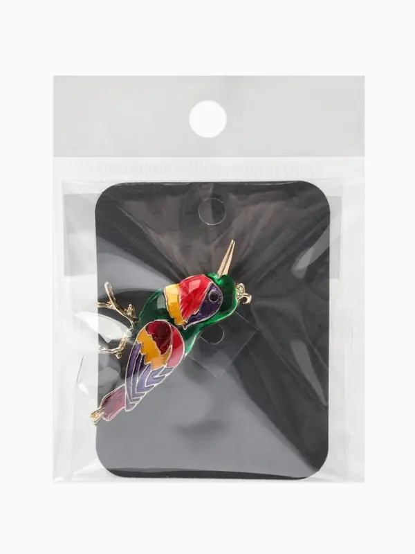 Брошь &laquo;Птица&raquo; синица, цветная в золоте