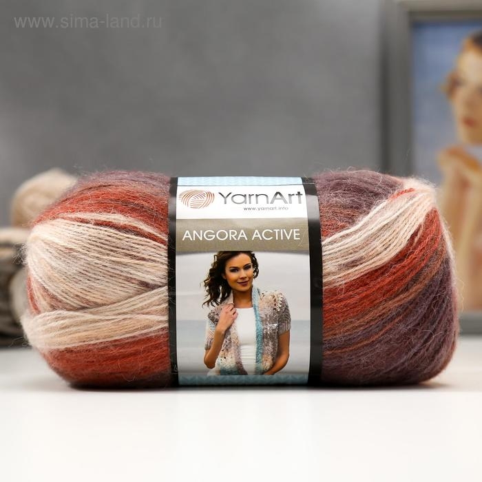 Пряжа Пряжа "Angora Active" 25% мохер, 75% акрил 500м/100гр (851 бел-красн-коричн)