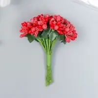 Цветы для декорирования "Соцветие" красный 1 букет=12 цветов 8,5 см