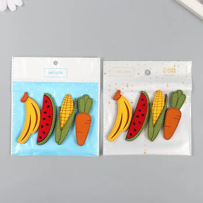 Декор для творчества иск. замша "Фруктики, овощи" МИКС 7х2,2 см