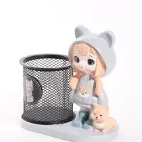 Фигура - карандашница&laquo;Девочка с лисой&raquo; полистоун, 14.5&times;8&times;14.5 см