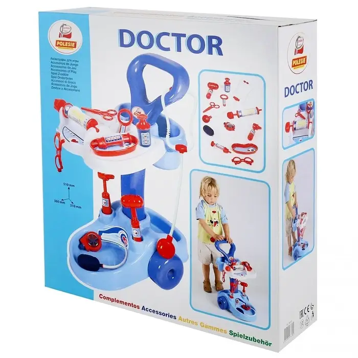 Игровой набор &laquo;Доктор&raquo;, тележка на колёсиках, 12 предметов
