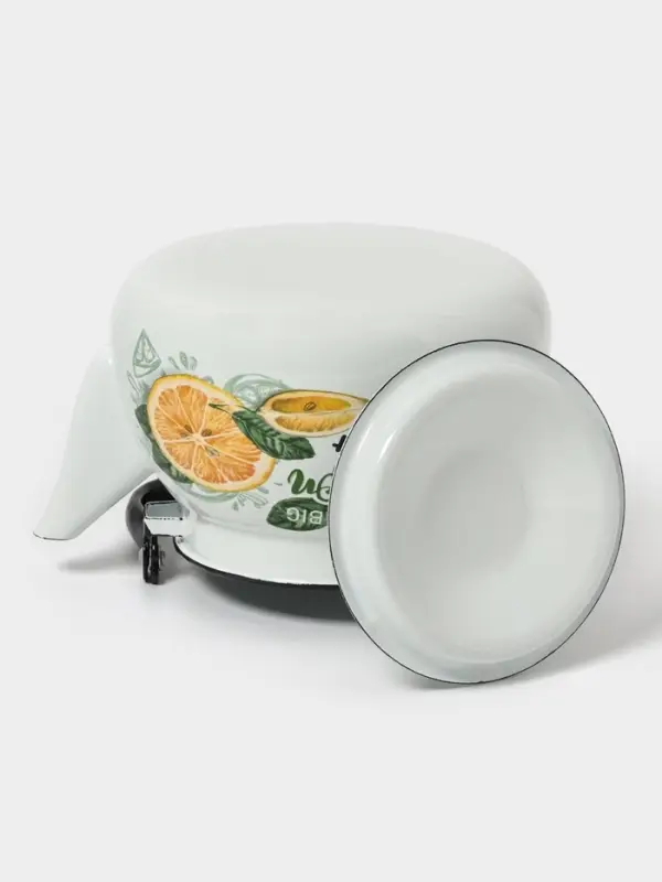 Чайник эмалированный &laquo;Лимонный сет&raquo;, 3 л, металлическая ручка, белый