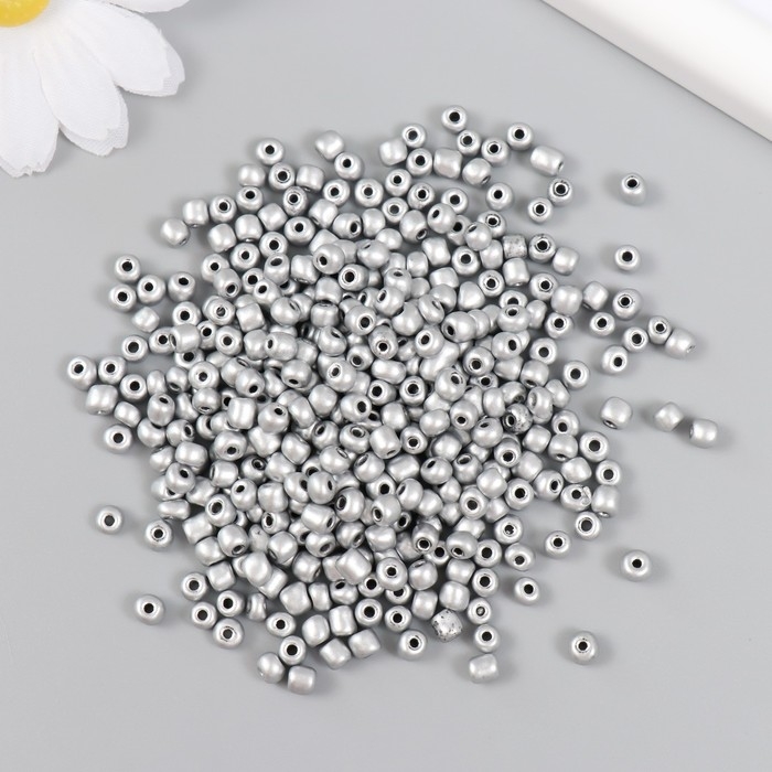 Бисер стекло 6/0  Бисер стекло 6/0 "Серебро" металлик 450 гр