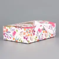 Подарочная коробка сборная с окном &laquo;Розовые цветы&raquo;, 16.5&times;11, 5&times;5 см