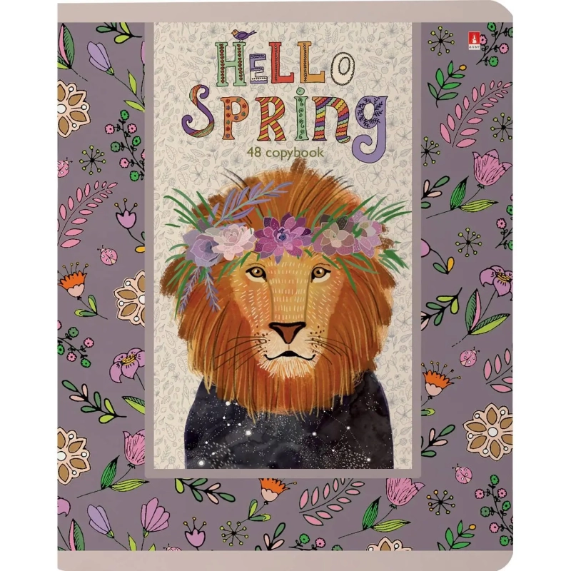 Тетрадь общая А5 ,48л, клетка,скрепка, HELLO SPRING, 5 шт в уп,7-48-448/5