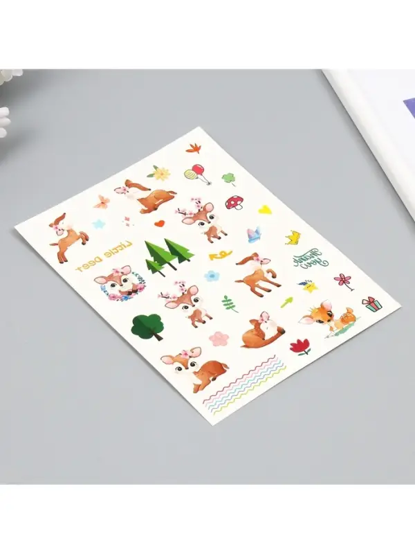 Переводные тату на тело цветные «Птицы. Олешки», 24×14.5 см, МИКС