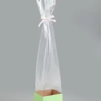 Пакет-переноска для цветов, с зелёным картонным основанием, 14&times;14&times;11.5&times;79&plusmn;5% см