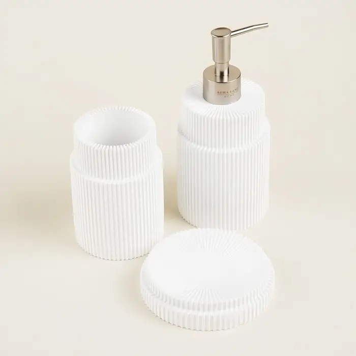 Аксессуары для ванной SL Home, 3 предмета: дозатор, мыльница, стакан, белые