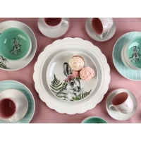 Набор посуды на 4 персоны Dolce Ceramo. «Пасха. Лесные персонажи», 16 предметов: 4 тарелки 23 см, 4 миски 14,5 см, 4 кружки 250 мл, 4 блюдца 15 см