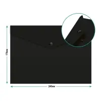 Папка-конверт на кнопке А5, 150 мкм, Calligrata No Secret, непрозрачная, черная, микс цветные кнопки