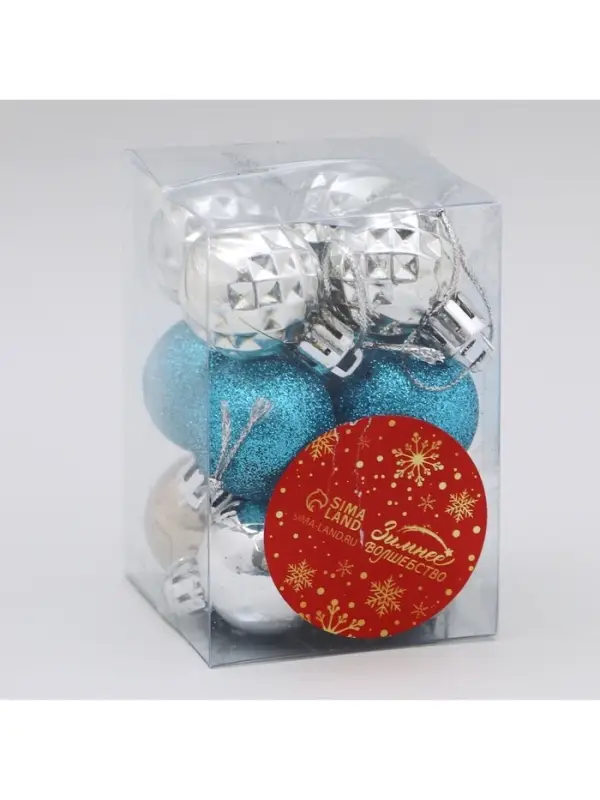 Ёлочные игрушки &laquo;Альянс&raquo;, шары новогодние, d=2.5 см, набор 12 шт., серебристый/синий