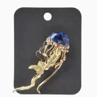 Брошь &laquo;Медуза&raquo; морская, цвет синий в золоте