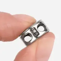 Фиксатор для шнура, двойной, d=5 мм, 15&times;10 мм, 5 шт., цвет серебряный