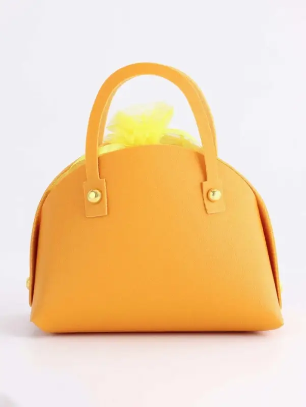 Кожаная подарочная сумочка для бижутерии и сувениров, жёлтая с мешочком, 14&times;6.5&times;12.8 см