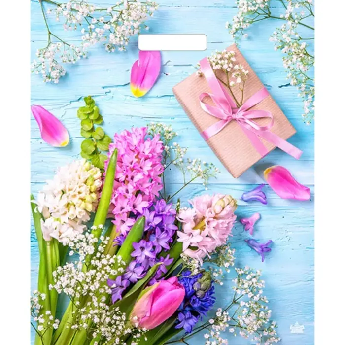 Пакет &laquo;Яркие гиацинты&raquo;, полиэтиленовый, с вырубной ручкой, 38&times;45 см, 60 мкм