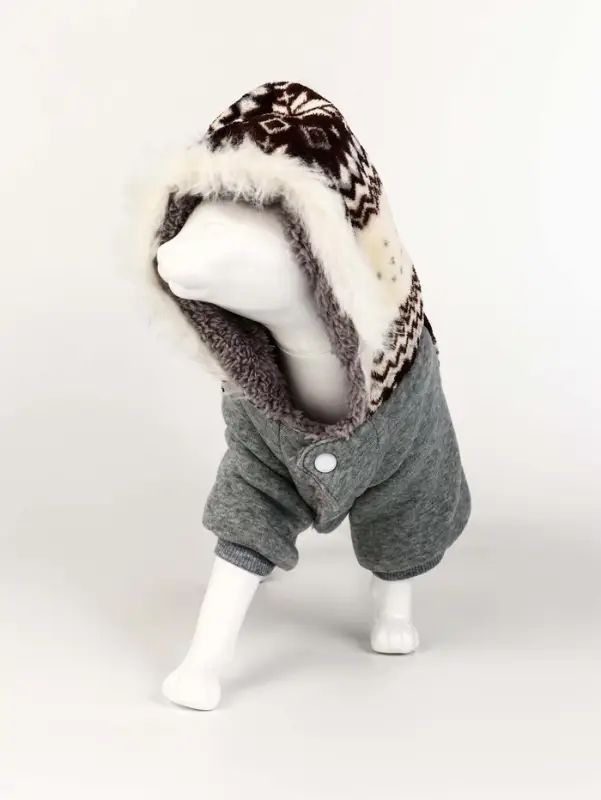 Комбинезон Комбинезон "Лапландия", с подкладом, размерразмер M (ДС 30, ОГ 40, ОШ 30 см), серый/бордо