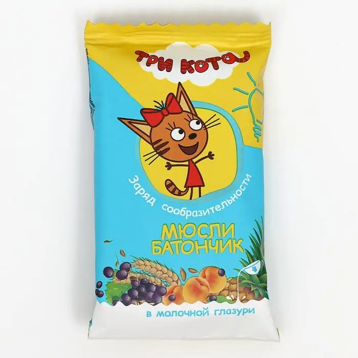 Батончик «Виталад Три кота» мюсли абрикос и злаки в молочной глазури, 40 г Батончик «Виталад Три кота» мюсли абрикос и злаки в молочной глазури, 40 г