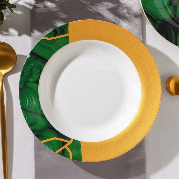 Тарелка фарфоровая глубокая Доляна «Малахитовая шкатулка», 340 мл, d=20 см Тарелка фарфоровая глубокая Доляна «Малахитовая шкатулка», 340 мл, d=20 см