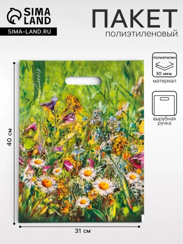 Пакет подарочный &laquo;Пленер&raquo; полиэтиленовый с вырубной ручкой, ламинированный 31&times;40 см, 30 мкм