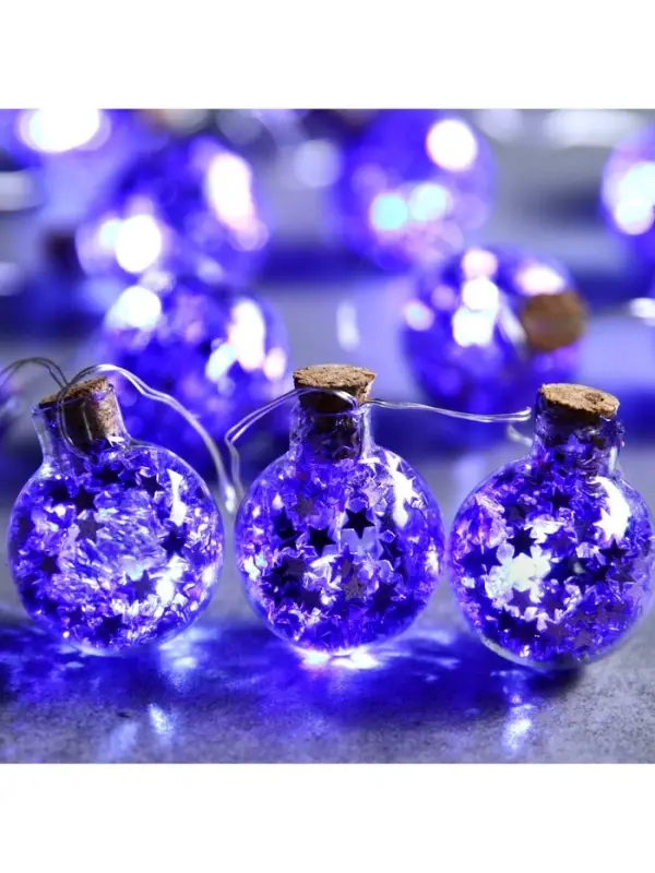 Гирлянда &laquo;Нить&raquo; 1.6 м с насадками &laquo;Синие шарики&raquo;, IP20, серебристая нить, 15 LED, от батареек АА&times;2, свечение белое