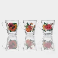 Кружка &laquo;Тропические фрукты&raquo;, 250 мл, стекло, прозрачная, рисунок МИКС