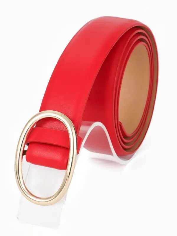 Ремень жен 05-01-01-07, 3*0,3*110 см, без винта, пряжка золото, затяжка, красный
