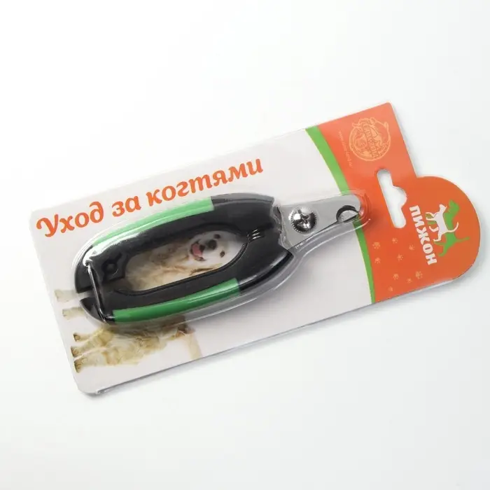 Когтерез боковой малый, с закругленными резиновыми ручками, отверстие 8 мм, чёрный, зелёный