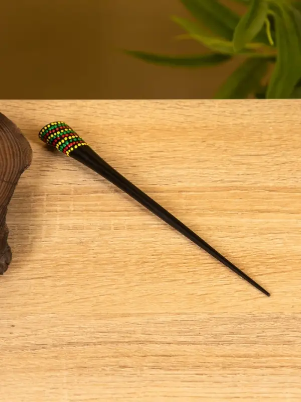 Заколка для волос Заколка для волос "Цветок" дерево Албезия, 17 см, цв. чёрно-фиолетовый