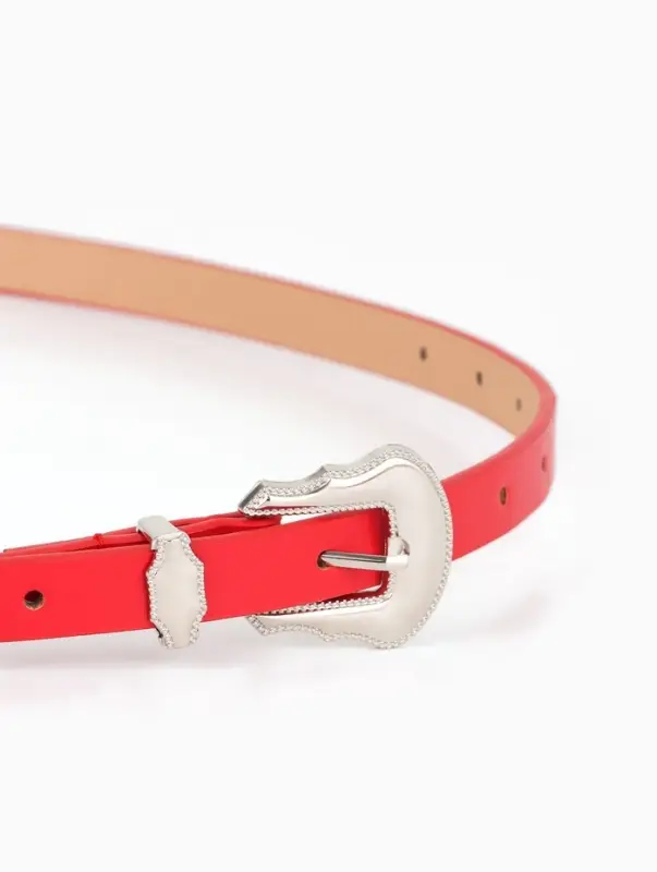 Ремень женский, 1.5&times;110 см, без винта, 1 прокол, красный