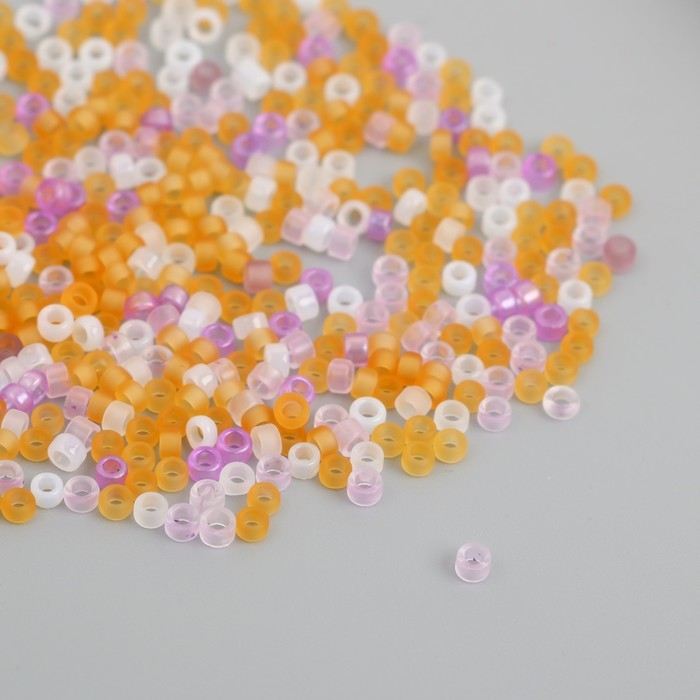 Бисер стекло  9/0  Бисер стекло  9/0 "Цилиндры. Меланж. Осень" полупрозрачный матовый 450 гр