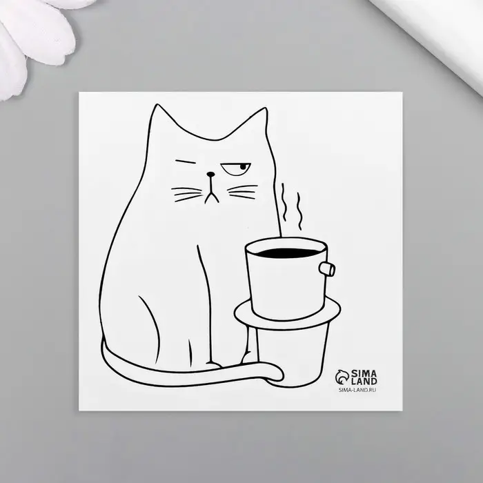 Переводная тату на тело чёрная «Котокофе», 6×6 см Переводная тату на тело чёрная «Котокофе», 6×6 см