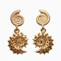 Серьги металл "Ракушки", цвет золото