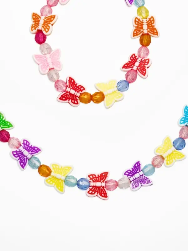 Набор детских украшений &laquo;Выбражулька. Бабочки&raquo;, 2 предмета: бусы 35 см, браслет, d=6 см, цветной
