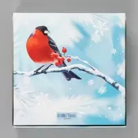 Коробка подарочная новогодняя, складная 20&times;20&times;4 см &laquo;Снегири&raquo;
