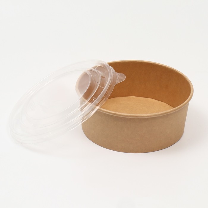 Салатник крафт, с пластиковой крышкой, 1100 мл Салатник крафт, с пластиковой крышкой, 1100 мл