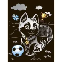 Гравюра 18*24 "Хаски-футболист" (серебро)  Гр-772