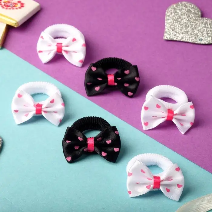 Резинка для волос "Выбражулька" (набор 6 шт) бантик сердечки