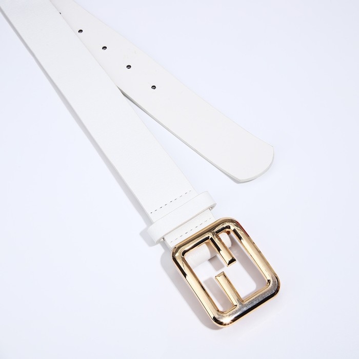 Ремень женский, ширина 3,5 см, пряжка металл, цвет белый