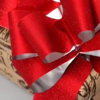 Бант - бабочка, Металлизированный с глиттером №4.5, красный