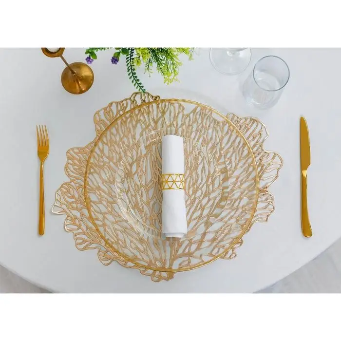 Салфетки сервировочные на стол Доляна &laquo;Кораллы&raquo;, 4 шт., 48&times;39 см, золотые