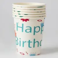 Стаканы бумажные «С днём рождения», с цветочками, 6 шт. Стаканы бумажные «С днём рождения», с цветочками, 6 шт.