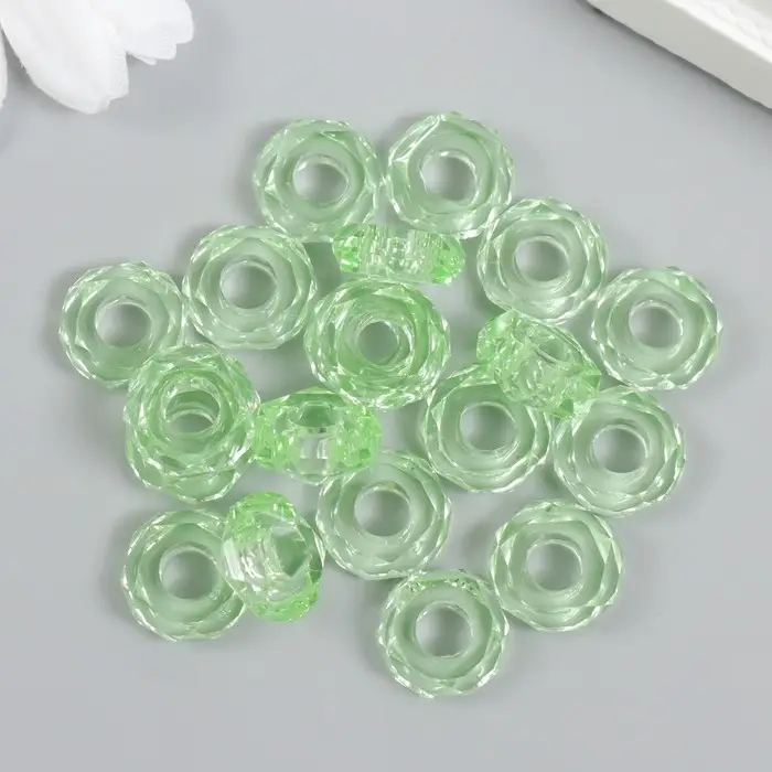 Бусины для творчества пластик "Гайка" набор 20 шт зелёный 1,3х1,3х0,5 см