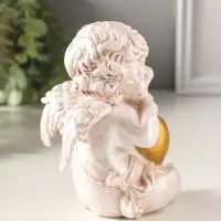 Фигура полистоун "Ангелочек с сердцем сидит" 14х13х10 см