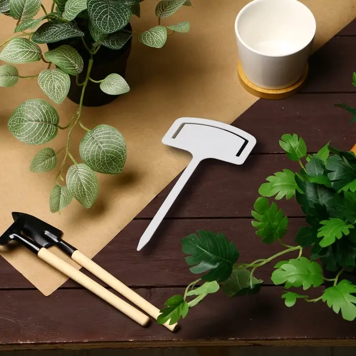 Таблички садовые, 13 см, набор 20 шт., пластик, белые, Greengo