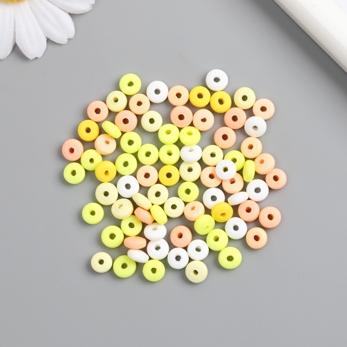 Бусины для творчества PVC Бусины для творчества PVC "Колечки. Цитрус" набор 112 шт 0,7х0,7х0,3 см