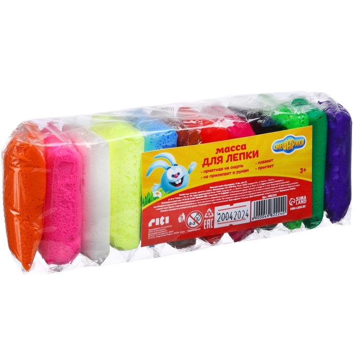 Набор лёгкого прыгающего пластилина, 12 цветов, Смешарики Набор лёгкого прыгающего пластилина, 12 цветов, Смешарики