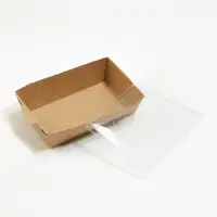 Салатник одноразовый, контейнер с прозрачной крышкой, крафт, 0.8 л, 19&times;13&times;5.5 см