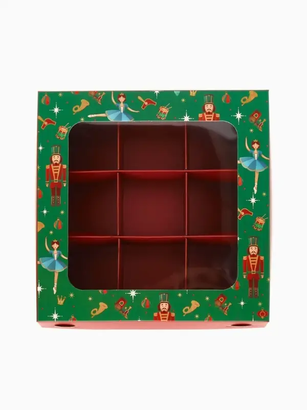 Коробка под 9 конфет новогодняя &laquo;Щелкунчик&raquo;, 14.5&times;14.5&times;3.5 см