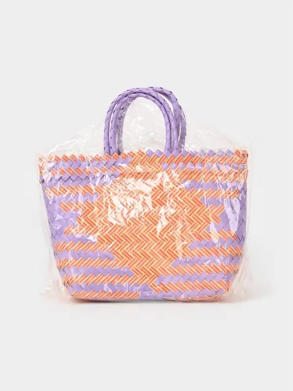 Сумка плетёная, 20&times;10&times;30 см, пластик, сиренево-жёлтая